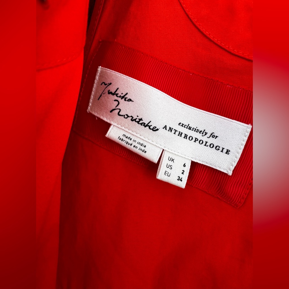 Anthropologie Asymmetric Red Sexy Floral Cocktail Party Dress Resort Wear 2 - Picture 7 of 14